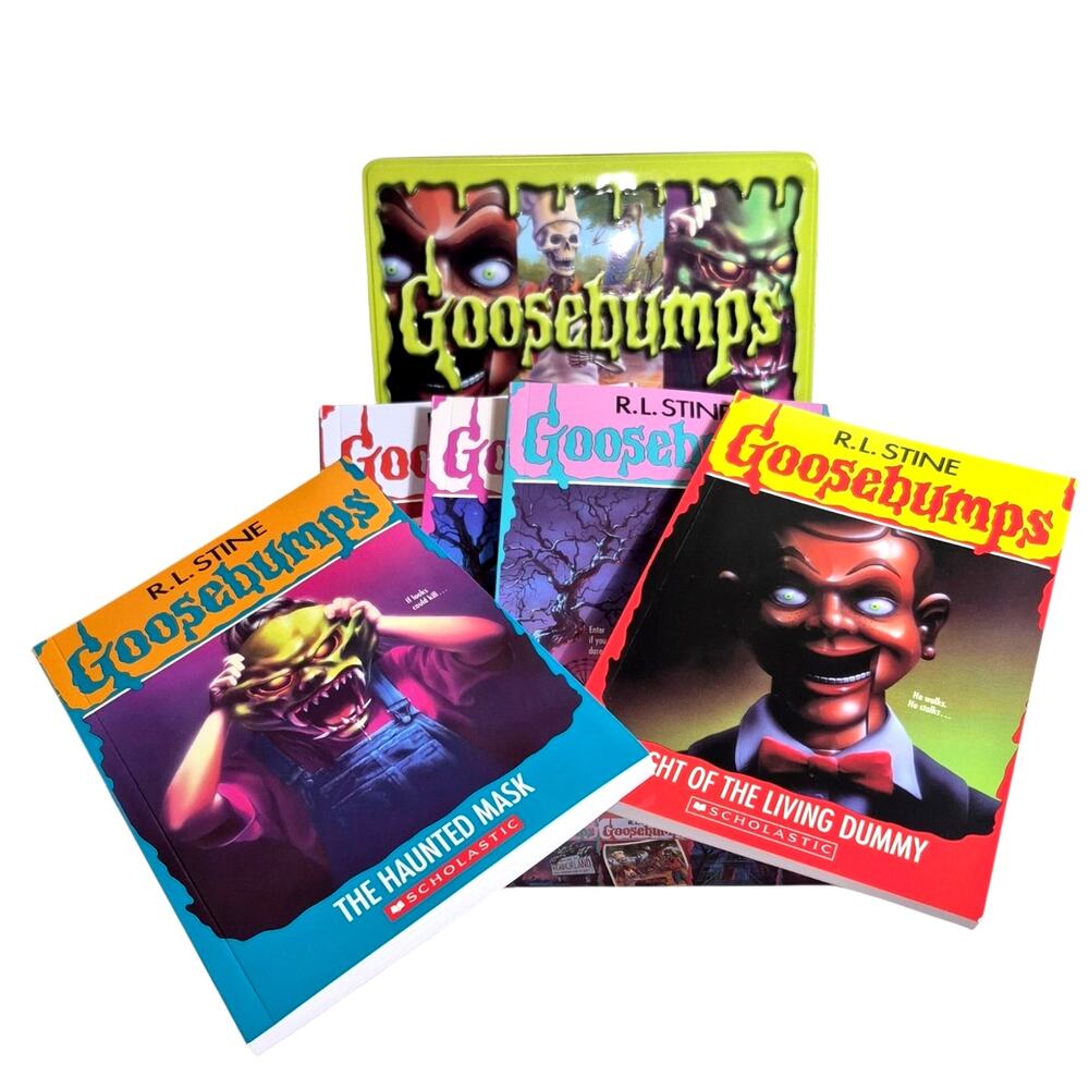 R.L Stine Goosebumps Scholastic Retro Scream Collection Tin 5 Best Selling Books - Picture 2 of 10